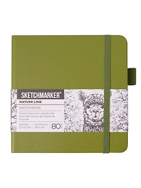 Скетчбук 12*12, 80 листов "Sketchmarker" оливковый, 140г/м2, слоновая кость