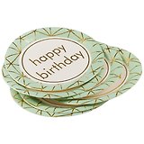 Набор бумажных тарелок Happy birthday на мятном фоне (18 см) (6 шт) (12-01582-E2)