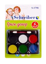 Краски для аквагрима (S-1798) (6 цв.) (блистер) (3+) (Schreiber)