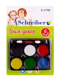 Краски для аквагрима (S-1798) (6 цв.) (блистер) (3+) (Schreiber)