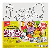 Картина-раскраска по номерам детская «Стикерняшки. Весёлая компания», 20х20 см, холст на подрамнике, Lori