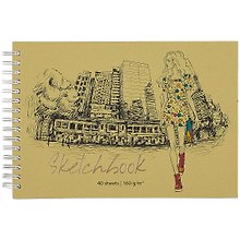 Скетчбук А5 40л "City girl" блок 160г/м2, тонир. картон, фольга, спираль