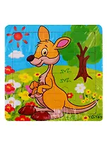 Деревянная пазл-рамка Рыжий кот Кенгуру 16 элементов 15х15см  (G219)