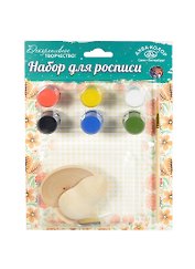Набор для росписи Матрешка и тарелочка (магниты) (2шт) (К3123) (2 заготовки+2 магнита+6 красок -24мл+кисть) (блистер)