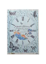 Рис. бумага для декупажа Cadence Craft Premier Часы с бабочками (CP00539) (А3) (25г/м) (упаковка)