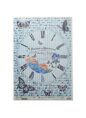 Рис. бумага для декупажа Cadence Craft Premier Часы с бабочками (CP00539) (А3) (25г/м) (упаковка)