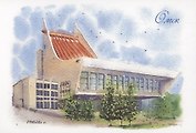 Открытка Омск акварель "Музыкальный театр"