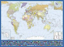 Политическая карта мира с флагами Новая граница. Масштаб (1: 26 000 000)