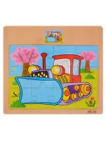 Деревянная пазл-рамка с картинкой Рыжий кот Бульдозер 12 элементов 15х16,5см (ИД-9967)