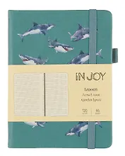 Записная книжка А6 120л лин. "IN JOY. №4" 7Б, иск.кожа, скругл.углы, ляссе, резинка, петлля для ручки, карман на задн.форзаце, инд.уп.