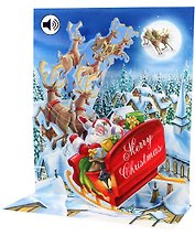 3D открытка Санта на санях (Santa's Sleigh Ride) (музыка) (SS043)