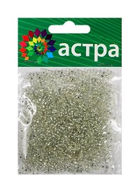 Набор д/творчества АСТРА Бисер 11/0 20гр 21 белый/прозр.серебрист.центр(круг.отв.)