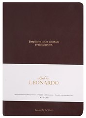 Ежедневник недат. А5 160л "Leonardo" темно-коричневый, иск.кожа, интегр.переплет, тонир.блок, отд.фольгой, ляссе