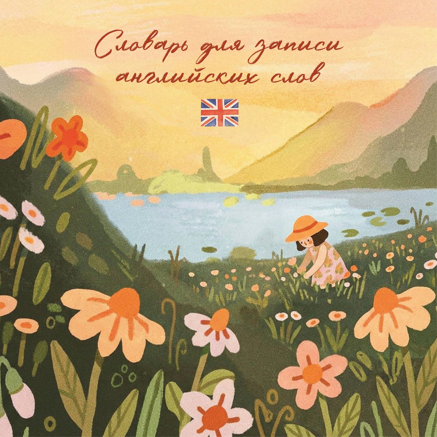 Обложка книги «Словарь для записи английских слов (15х15 см) (Цветочное поле)»