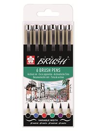 Ручки капиллярные 06цв "Pigma Brush"