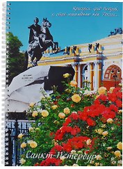 Тетрадь в клетку "СПб", А4, 96 листов, в ассортименте