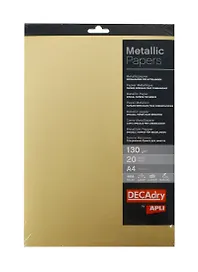 Бумага дизайнерская А4, 130г/м3, «Золотой металлик», DECAdry