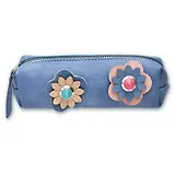 Пенал школьный, Феникс+ "Голубые цветы" без наполнения, 20*6*6 см, искусственная кожа