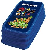 Пенал школьный 3отд. "ANGRY BIRDS" 19*11,5*6,5см, прямоугольный, c наполнением (32 предметов), голубой, Angry birds