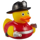 Игрушка для ванной, уточка резиновая FUNNY DUCKS "Уточка пожарный" (1828) - 0