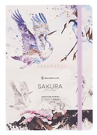 Книга для записей А5 80л лин. "Sakura. Shadoof" кожзам, с резинкой, тиснение фольгой