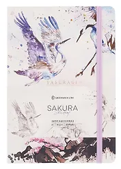 Книга для записей А5 80л лин. "Sakura. Shadoof" кожзам, с резинкой, тиснение фольгой