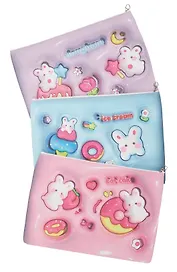 Папка для тетрадей А4 "Зверушки 3D", на молнии, PU, ассорти