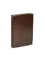Книга для записей А5 120л кл. "Impact" иск.кожа, поролон, темно-коричневая, мет.уголки, тонир.блок, золот.срез, ляссе, Listoff