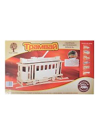 Московский трамвай (80005) (4/30) (72дет.) (29,5х10,5х18см) (сборная деревянная модель)