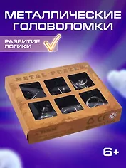 Металлические головоломки в наборе, 6 в 15х15,5х2 см, в ассортименте