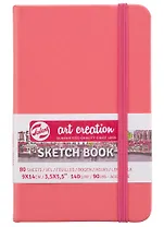 Скетчбук А6 80л "Art Creation" 140г/м2, коралл.тв.обл., резинка