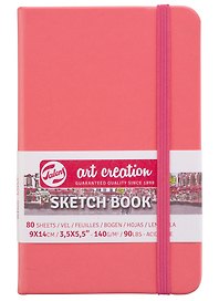 Скетчбук А6 80л "Art Creation" 140г/м2, коралл.тв.обл., резинка