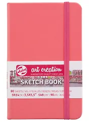 Скетчбук А6 80л "Art Creation" 140г/м2, коралл.тв.обл., резинка