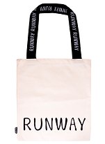 Сумка-шоппер Runway с надписью на ручках бежевая, текстиль 40см.*32см.