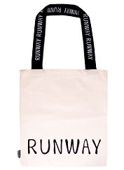 Сумка-шоппер Runway с надписью на ручках бежевая, текстиль 40см.*32см.