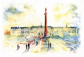 Открытка 10*15 акварель Дворцовая площадь О/001/009 - 0