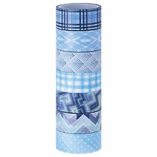 Клейкие WASHI-ленты д/декора Оттенки синего, 15мм*3м, 7цв, рисовая бумага, ОСТРОВ СОКРОВИЩ, 661703