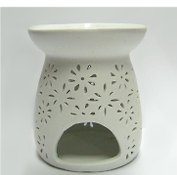 Аромалампа керамическая белая с цветами (M671) (10х13)