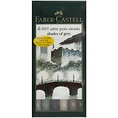 Ручки-кисточки «Pitt» 6 штук, оттенки серого, Faber-Castell - 0
