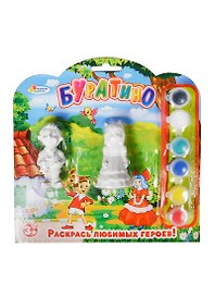 Набор-Раскраска Multiart Буратино+Мальвина2 фигурки, кисточка, краски