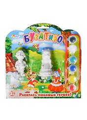 Набор-Раскраска Multiart Буратино+Мальвина2 фигурки, кисточка, краски