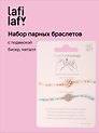 Набор парных браслетов с подвеской Ромашки голубой (бисер, металл) (12-10192025-D40) (Lafilaf)