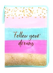 Папка для тетрадей А4 Follow your dreams пластик, молния с трех сторон, 33*23*2,5