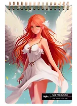 Скетчбук А4 80л "Аниме. Ангел грез" белый офсет, 120г/м2, тв.обложка, спираль