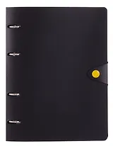 Тетрадь 80 листов, клетка, "Favorite Black. No 1" на кольцах, сменный блок, на кнопке