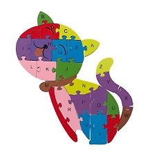 Деревянная пазл-фигура «Кошка» с цифрами и алфавитом
