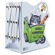 Подставка для книг «Кот» черная, металл, раздвижная - Феникс+