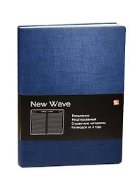 Ежедневник недат. А5 136л "New Wave" синий, иск.кожа, интегр. обл, Listoff