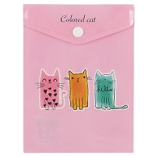 Папка -конверт «Colored cat» А6 на кнопке, вертикальная