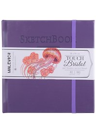 Скетчбук 140*140 40л "Bristol Touch" фиолетовый, для графики и маркеров, 180г/м2